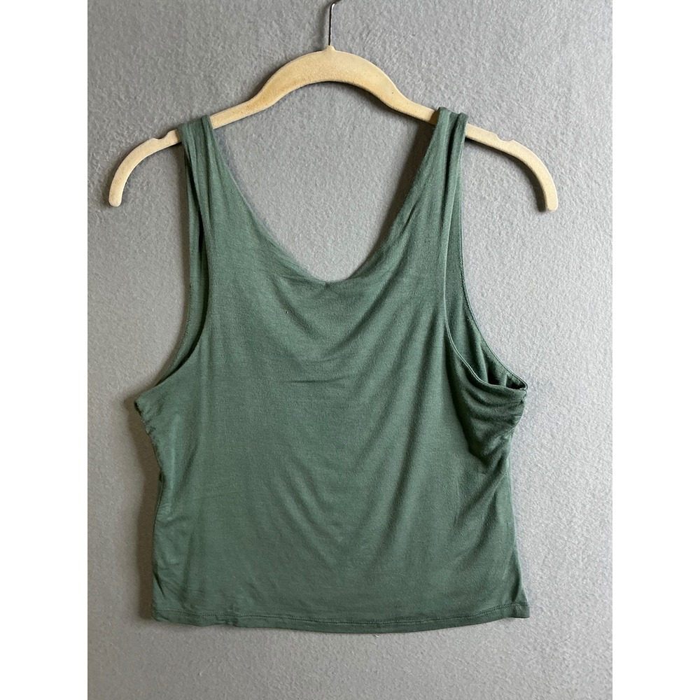 Mahina Top Women's Large Olive‎ Green Tank Top V-Neck Sleeveless Casual Basic